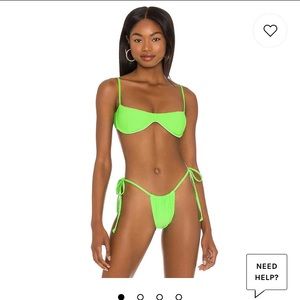 Frankies Bikini Ribbed Green Glow Set